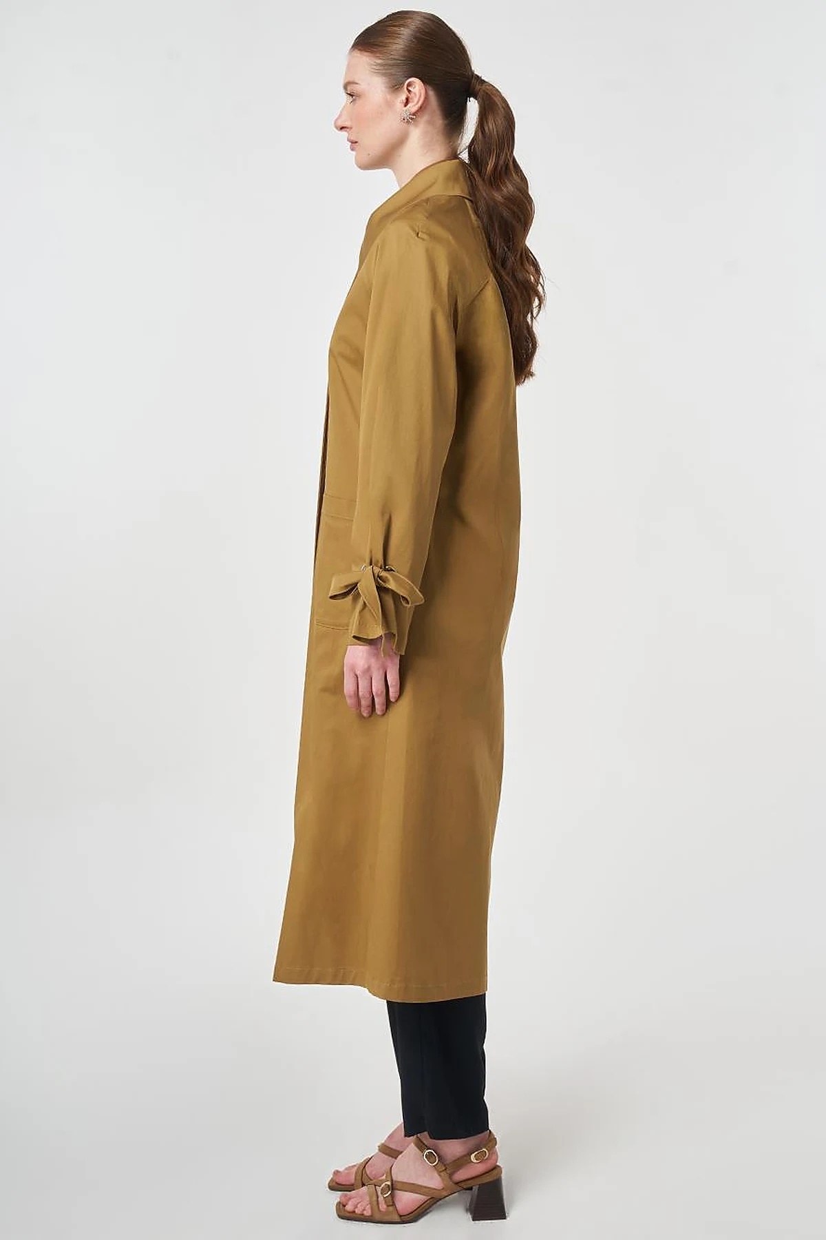Gross Grain Detail Raglan Sleeve Trench Coat Dark Olive