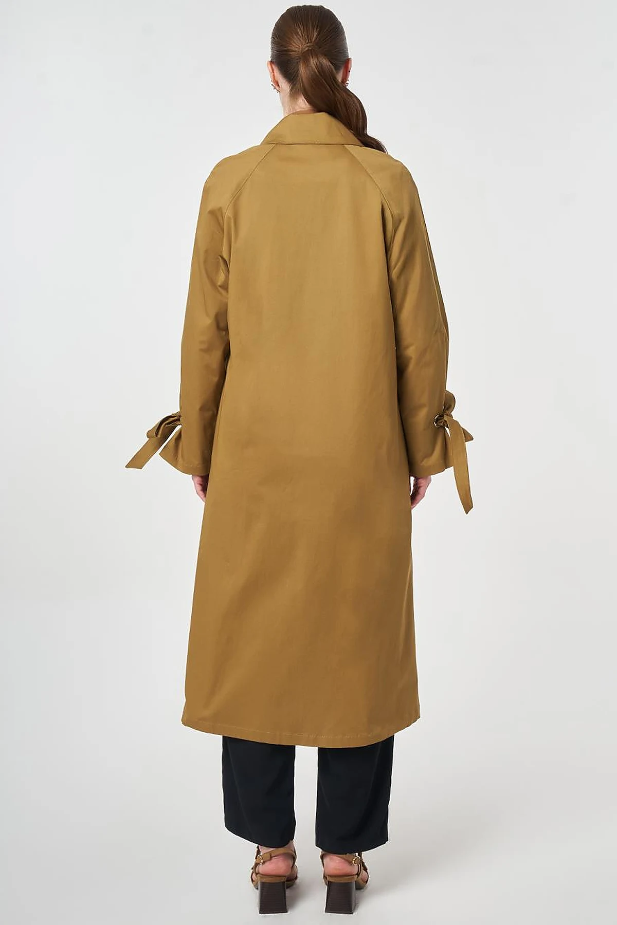 Gross Grain Detail Raglan Sleeve Trench Coat Dark Olive