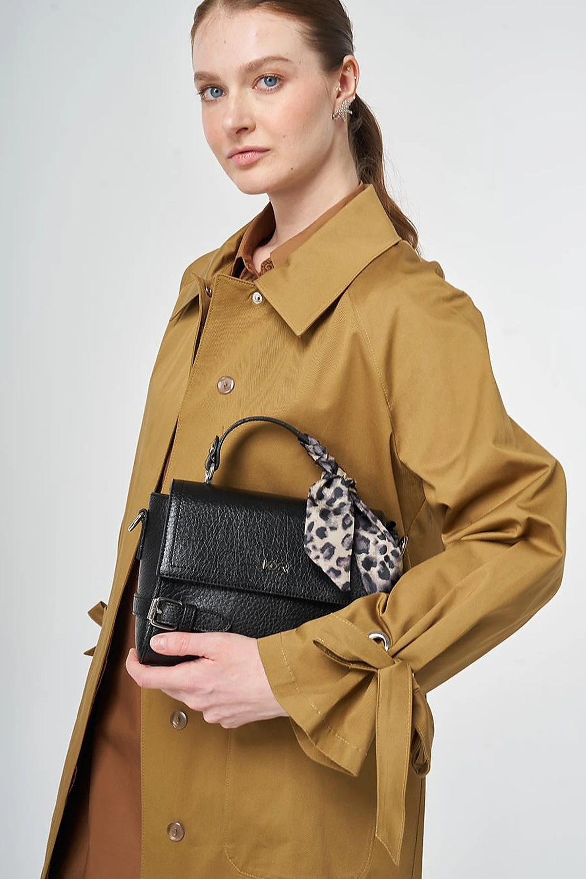 Gross Grain Detail Raglan Sleeve Trench Coat Dark Olive