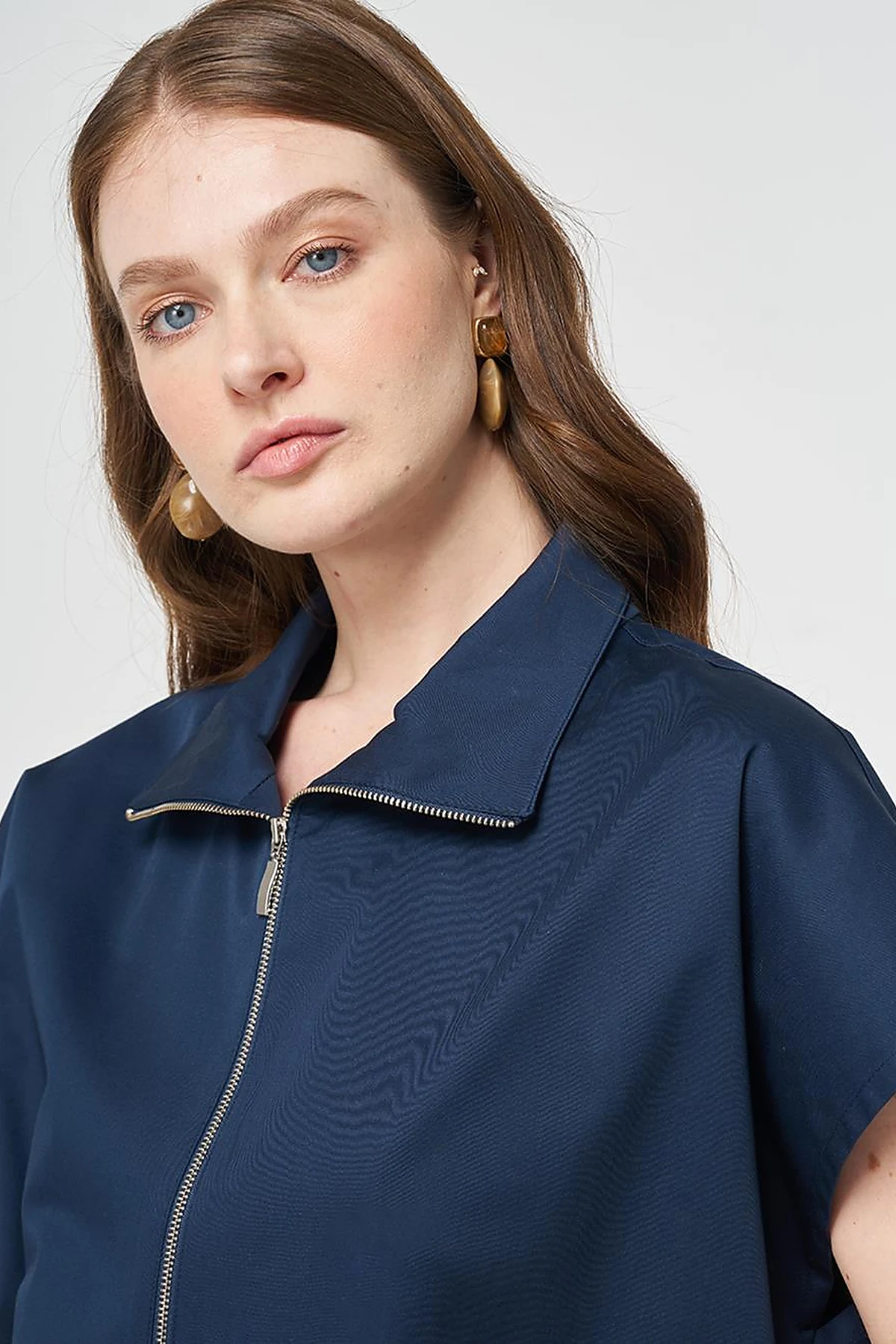Contrast-Piped Vest Dark Navy Blue