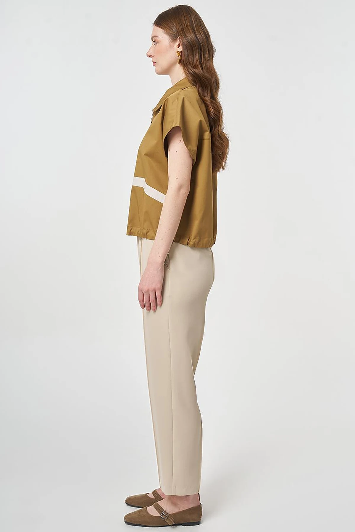 Contrast-Piped Vest Dark Olive