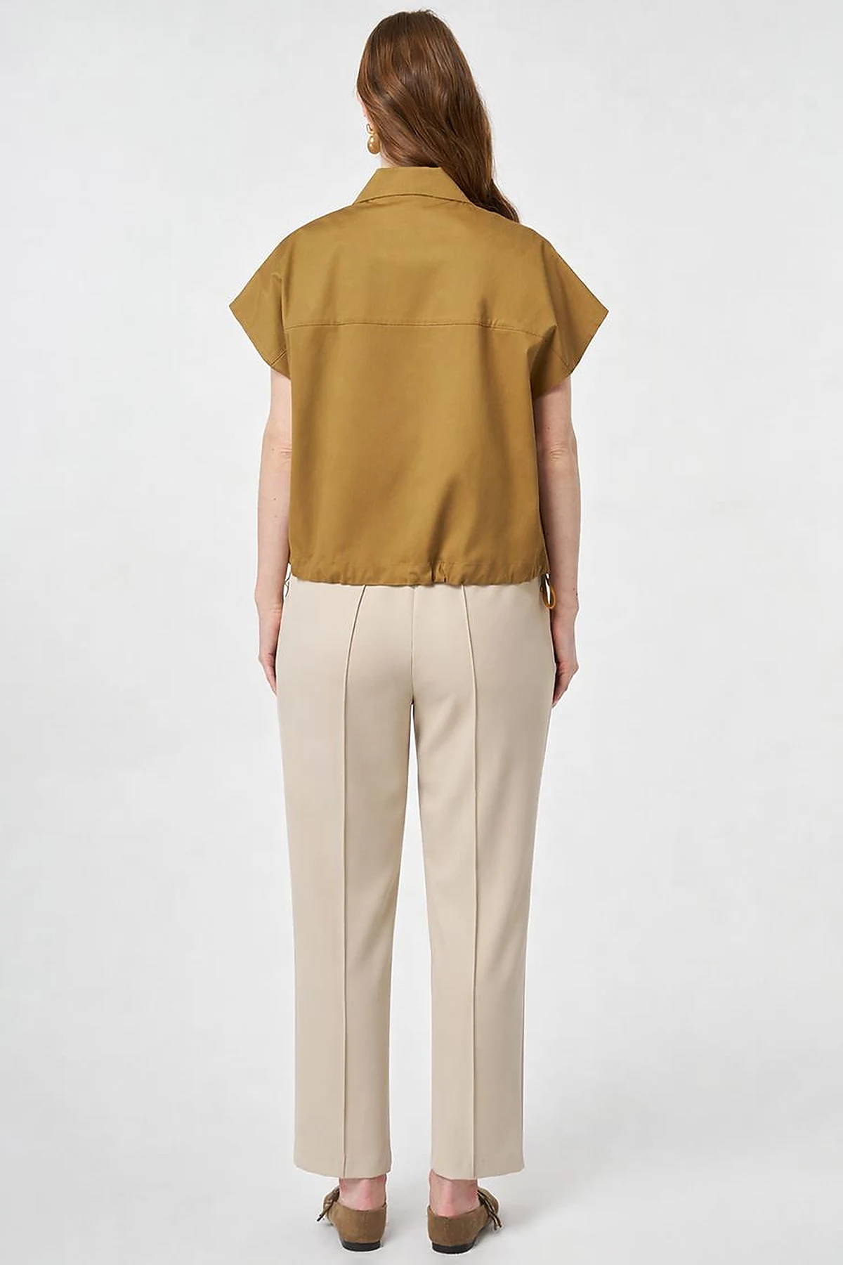 Contrast-Piped Vest Dark Olive