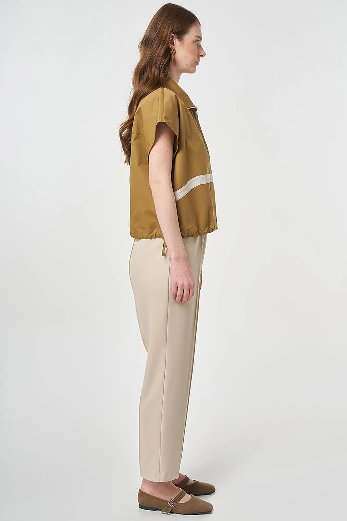Contrast-Piped Vest Dark Olive