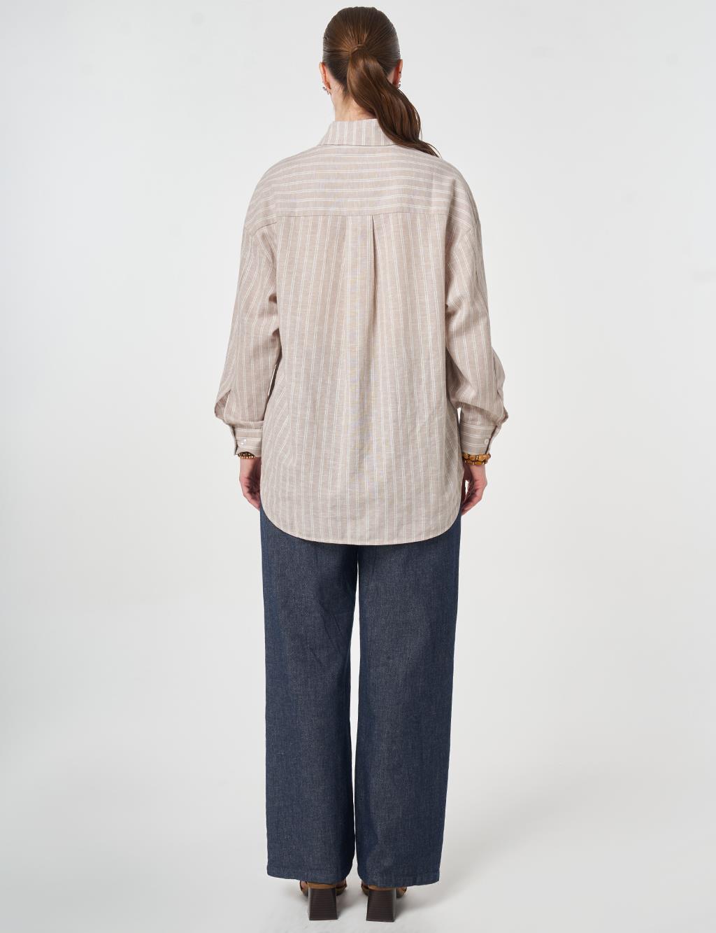 Single-Pocket Cotton Linen Tunic Mink