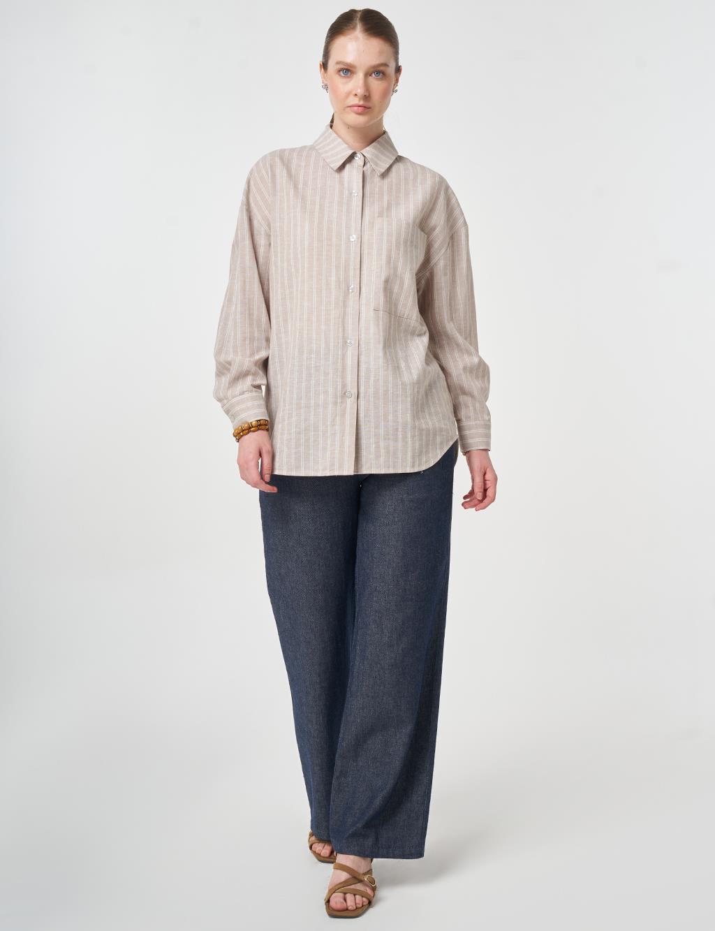 Single-Pocket Cotton Linen Tunic Mink