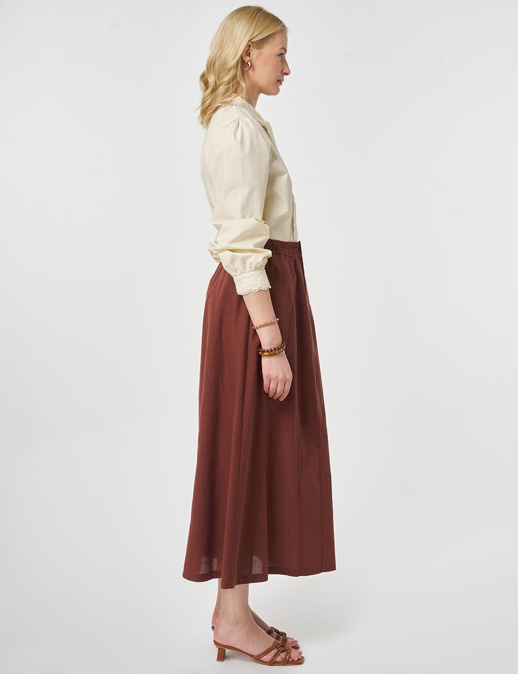 Piece Stitched Bell Skirt Reddish Brown