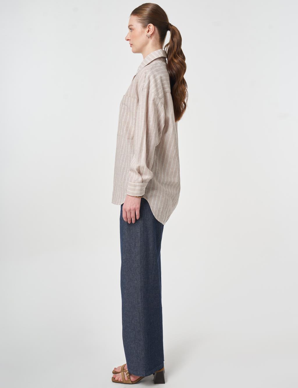 Single-Pocket Cotton Linen Tunic Mink