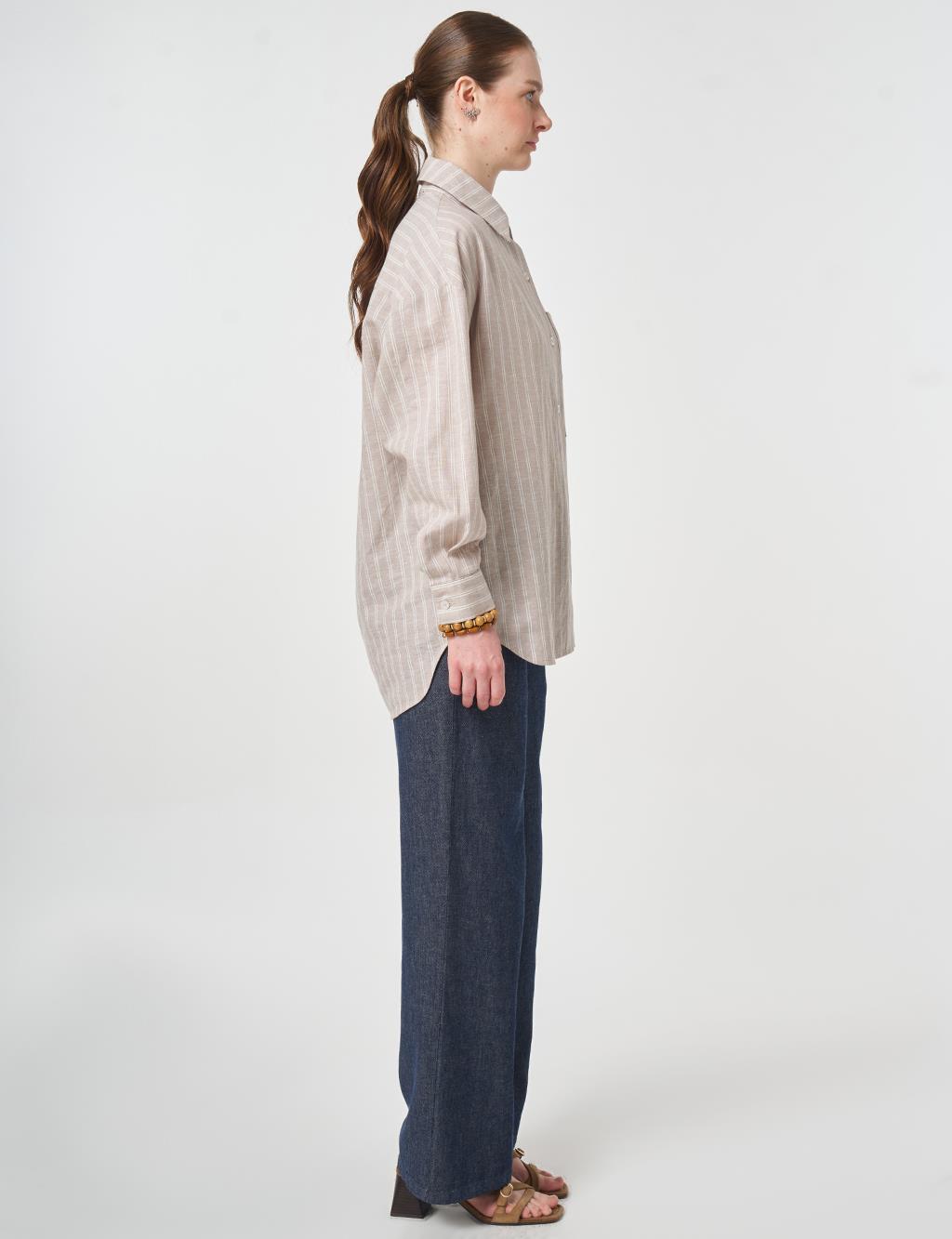 Single-Pocket Cotton Linen Tunic Mink