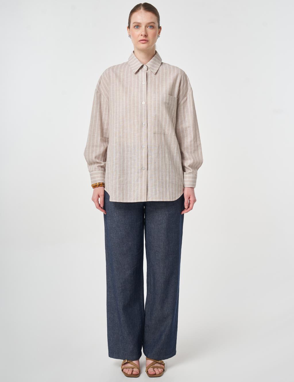 Single-Pocket Cotton Linen Tunic Mink