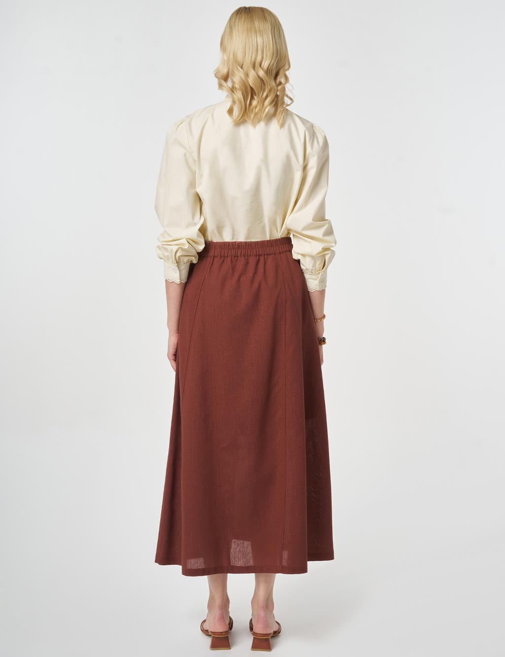 Piece Stitched Bell Skirt Reddish Brown