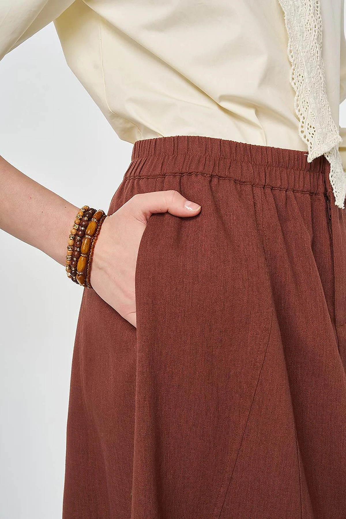 Piece Stitched Bell Skirt Reddish Brown