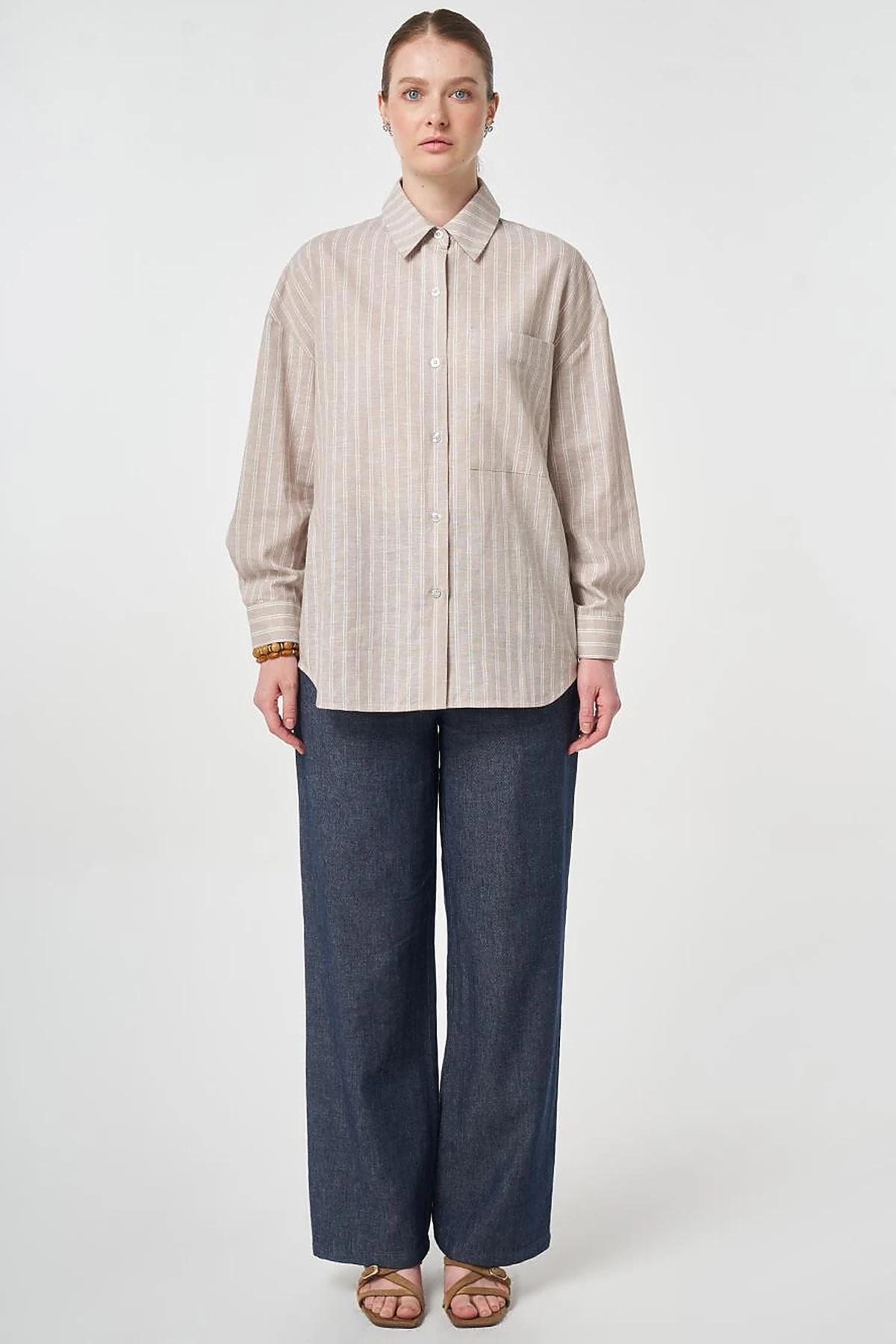 Single-Pocket Cotton Linen Tunic Mink