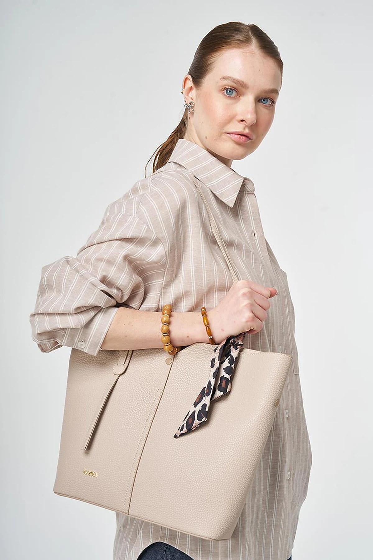 Single-Pocket Cotton Linen Tunic Mink