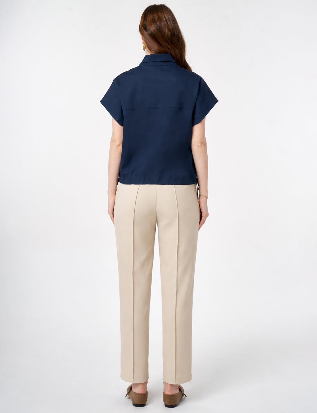 Contrast-Piped Vest Dark Navy Blue