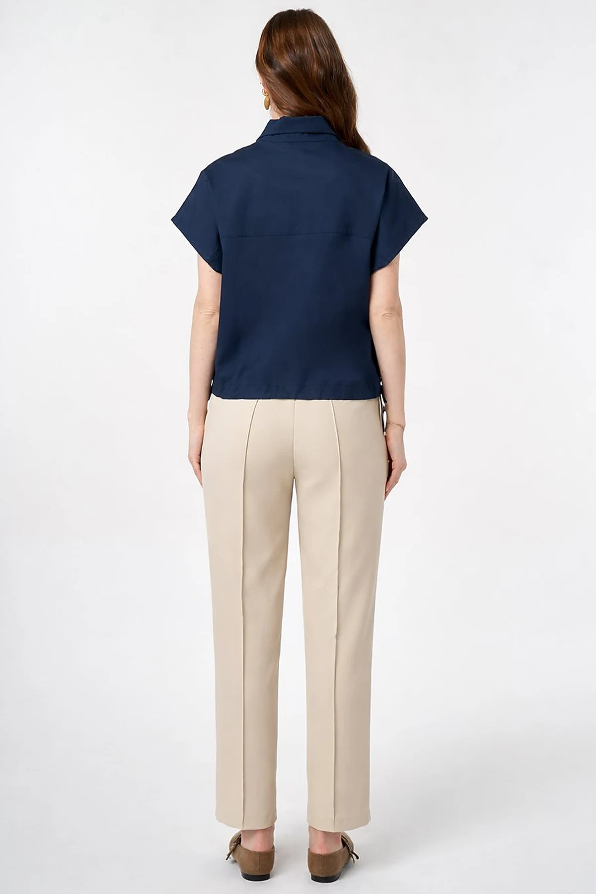 Contrast-Piped Vest Dark Navy Blue