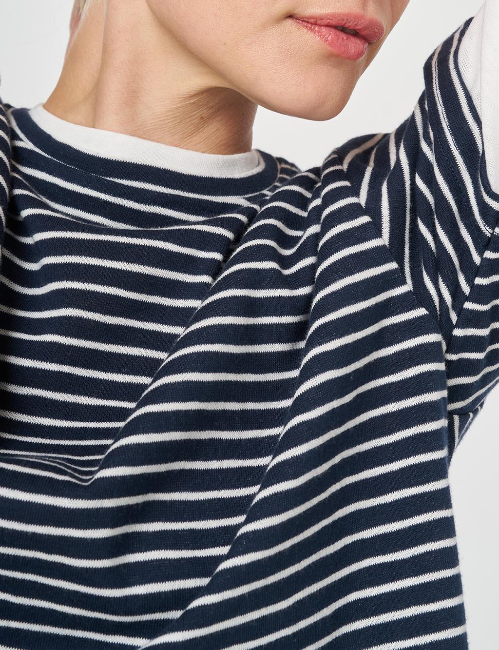 Striped Cotton Sweatshirt Dark Navy