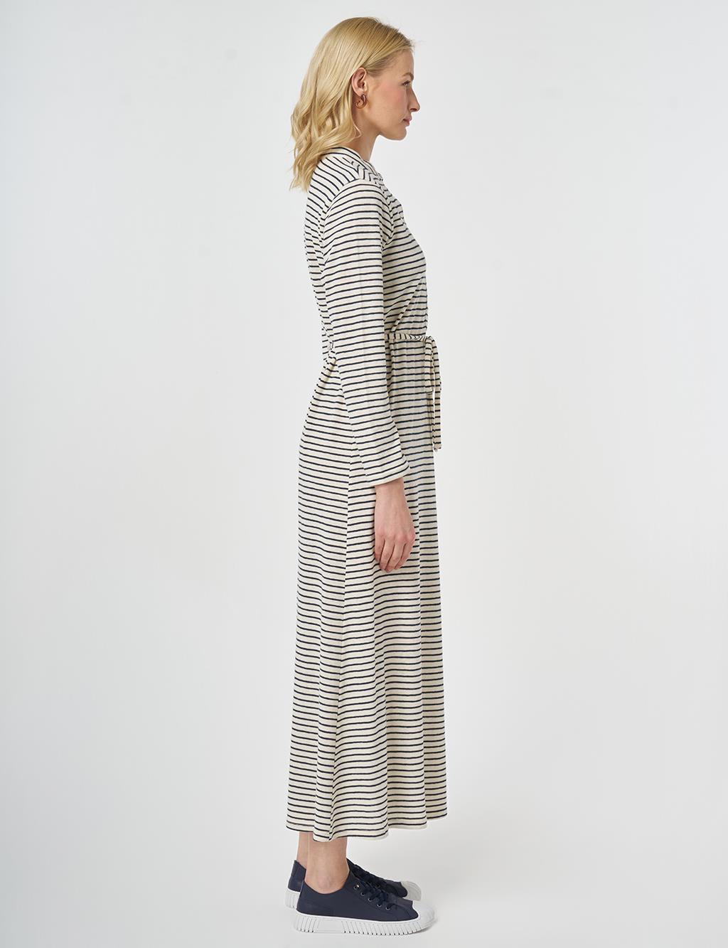 Striped Knit Dress Navy