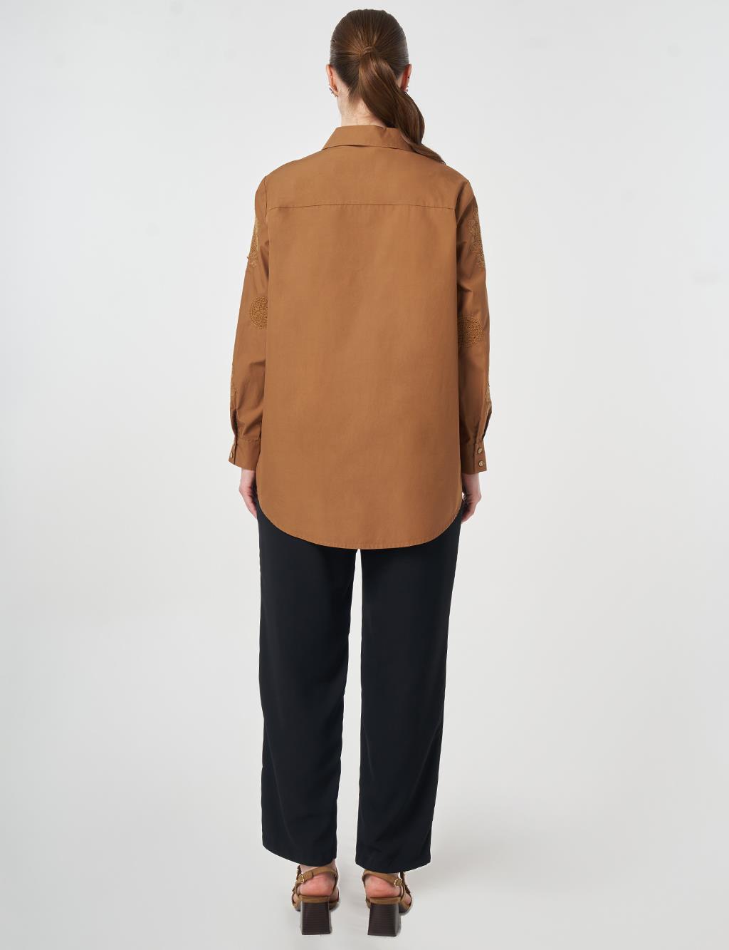 100% Cotton Lace-up Tunic Brown