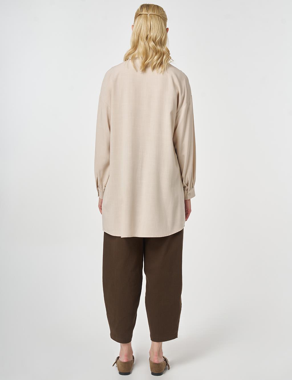 100% Viscose Embroidered Tunic Stone