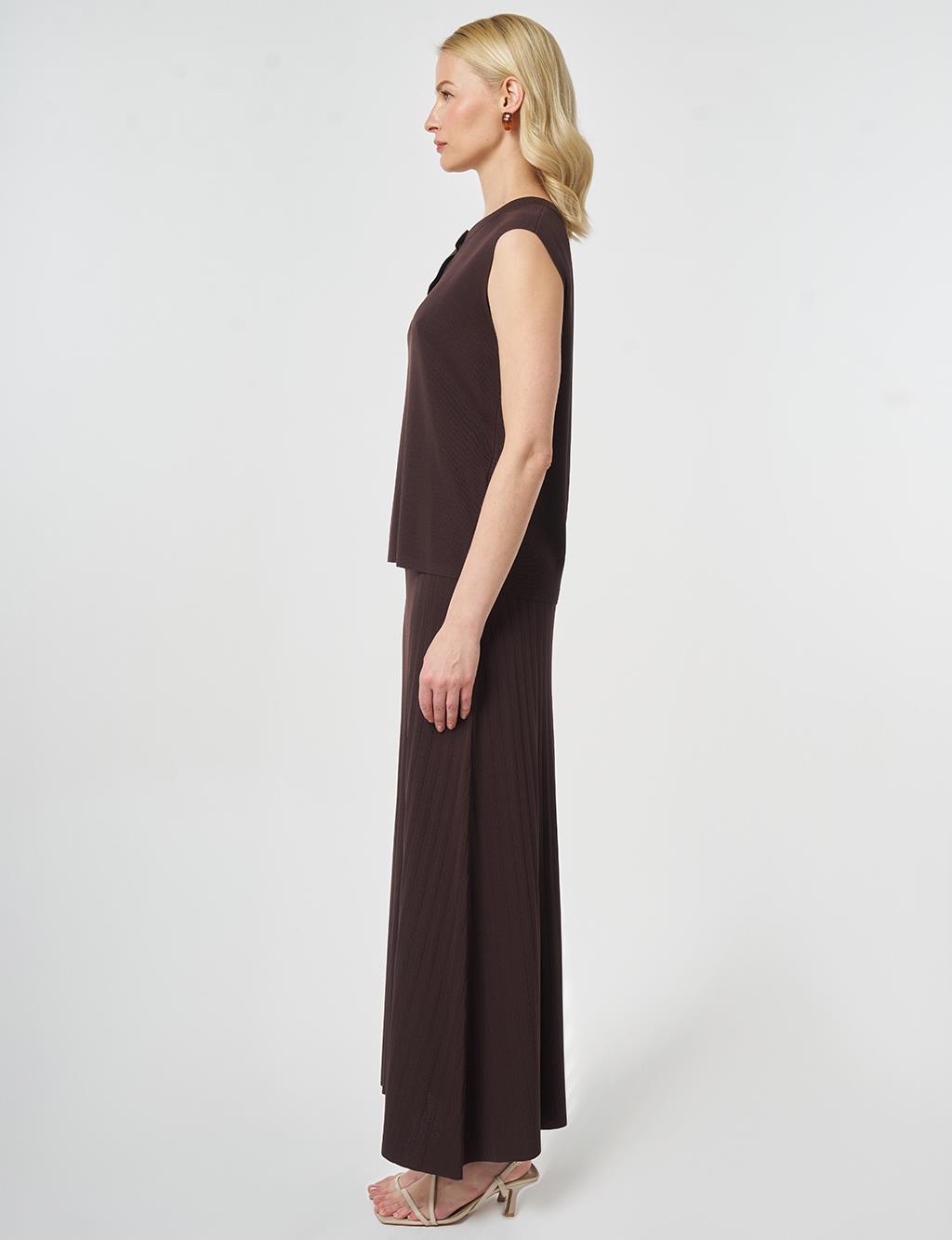 Knitted Skirt Set Dark Brown