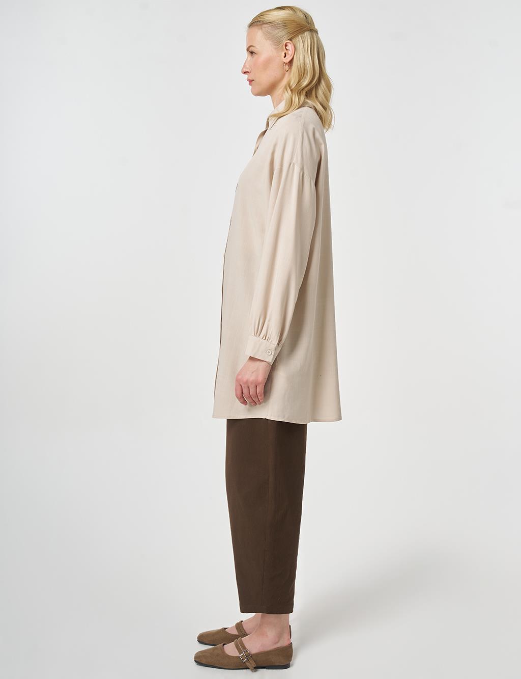 100% Viscose Embroidered Tunic Stone