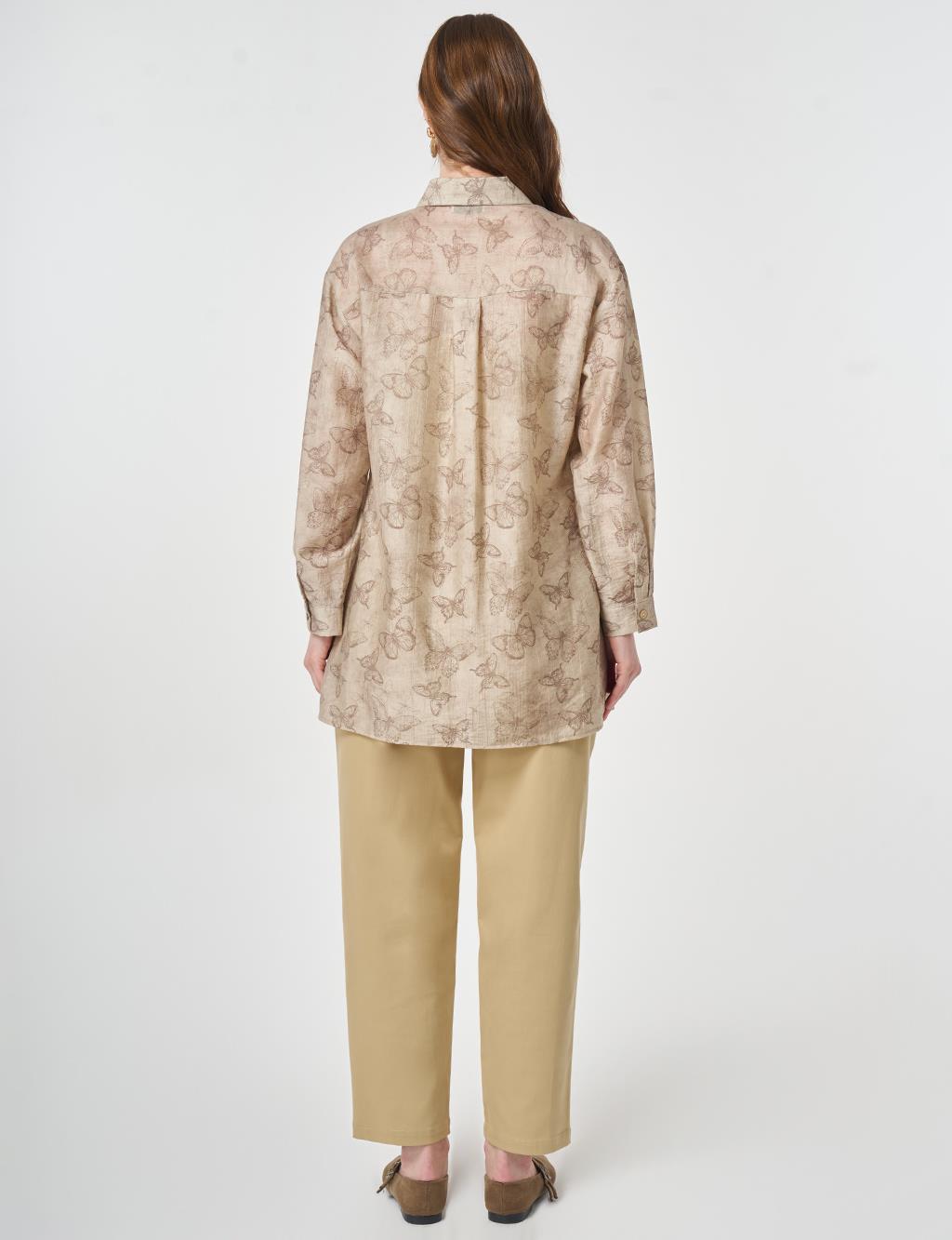 Patterned Lyocell Tunic Brown