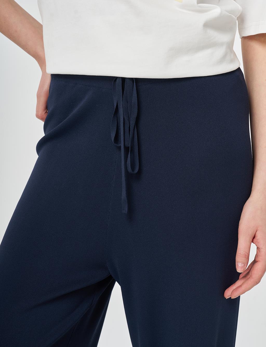 Relaxed Fit Knitted Trousers Dark Navy