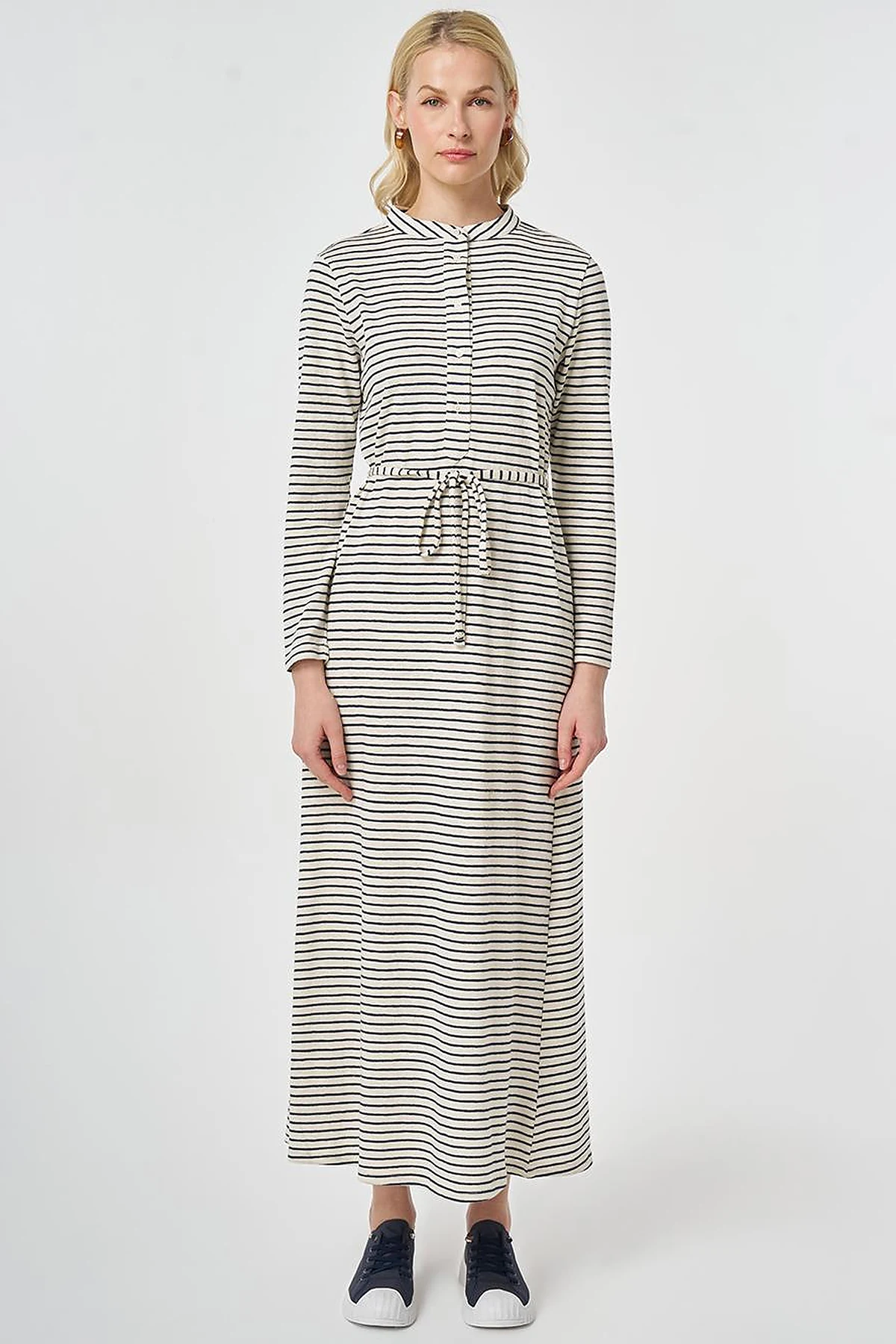Striped Knit Dress Navy
