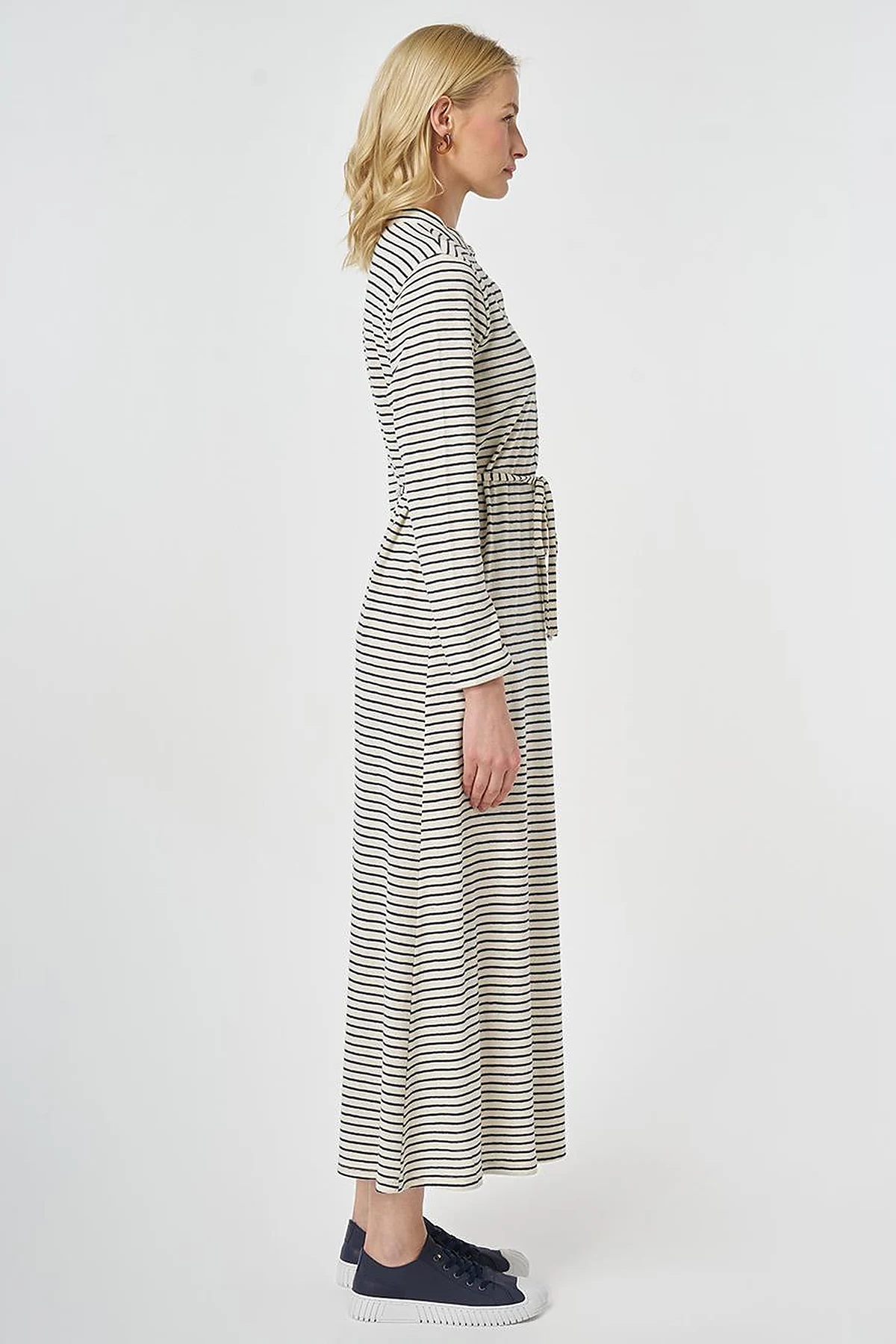 Striped Knit Dress Navy