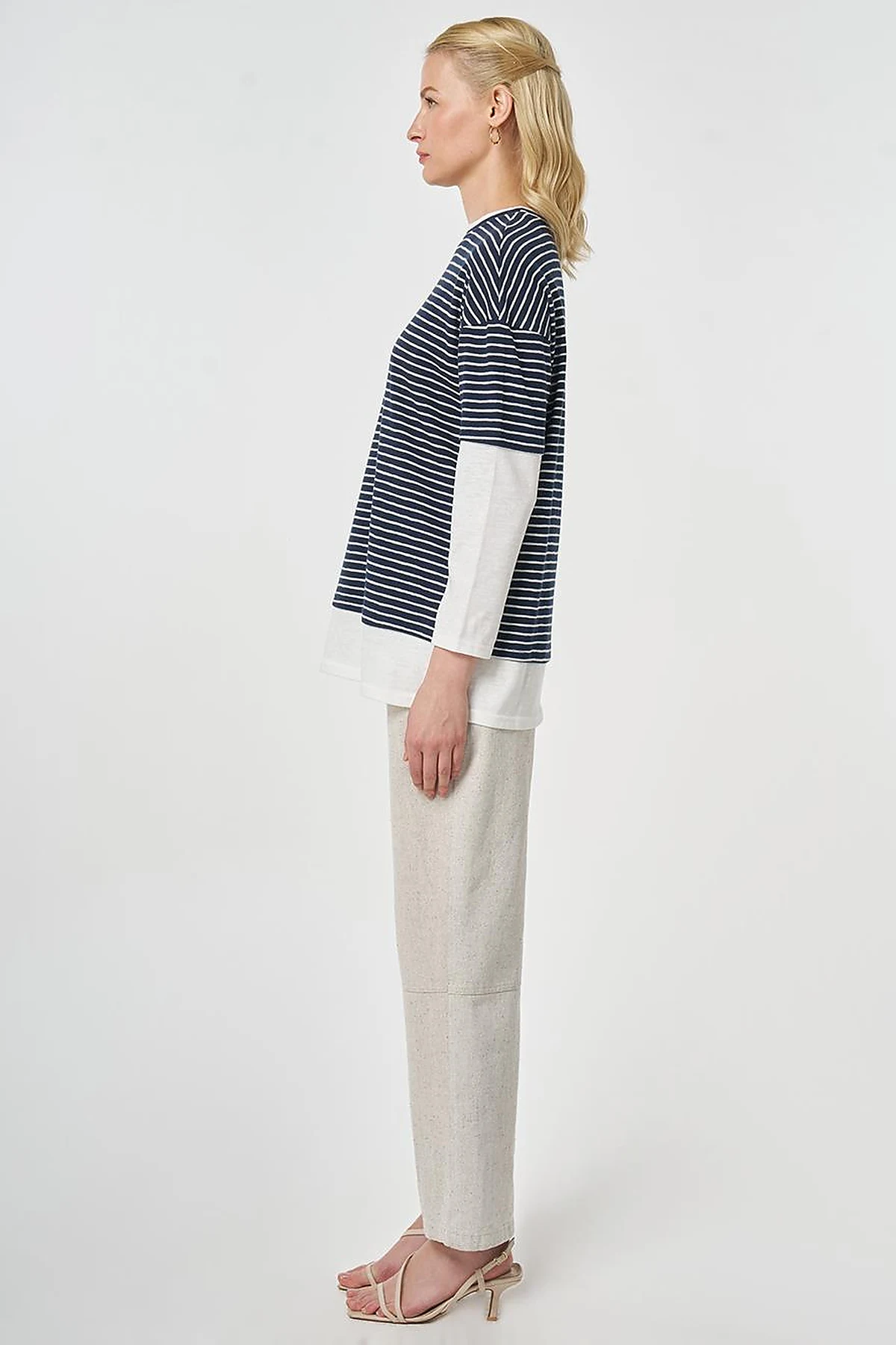Striped Cotton Sweatshirt Dark Navy