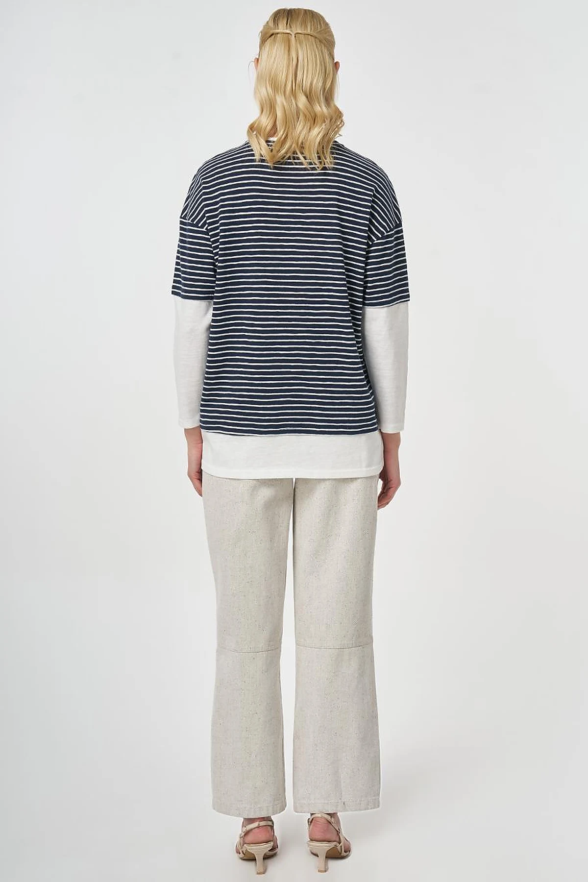 Striped Cotton Sweatshirt Dark Navy