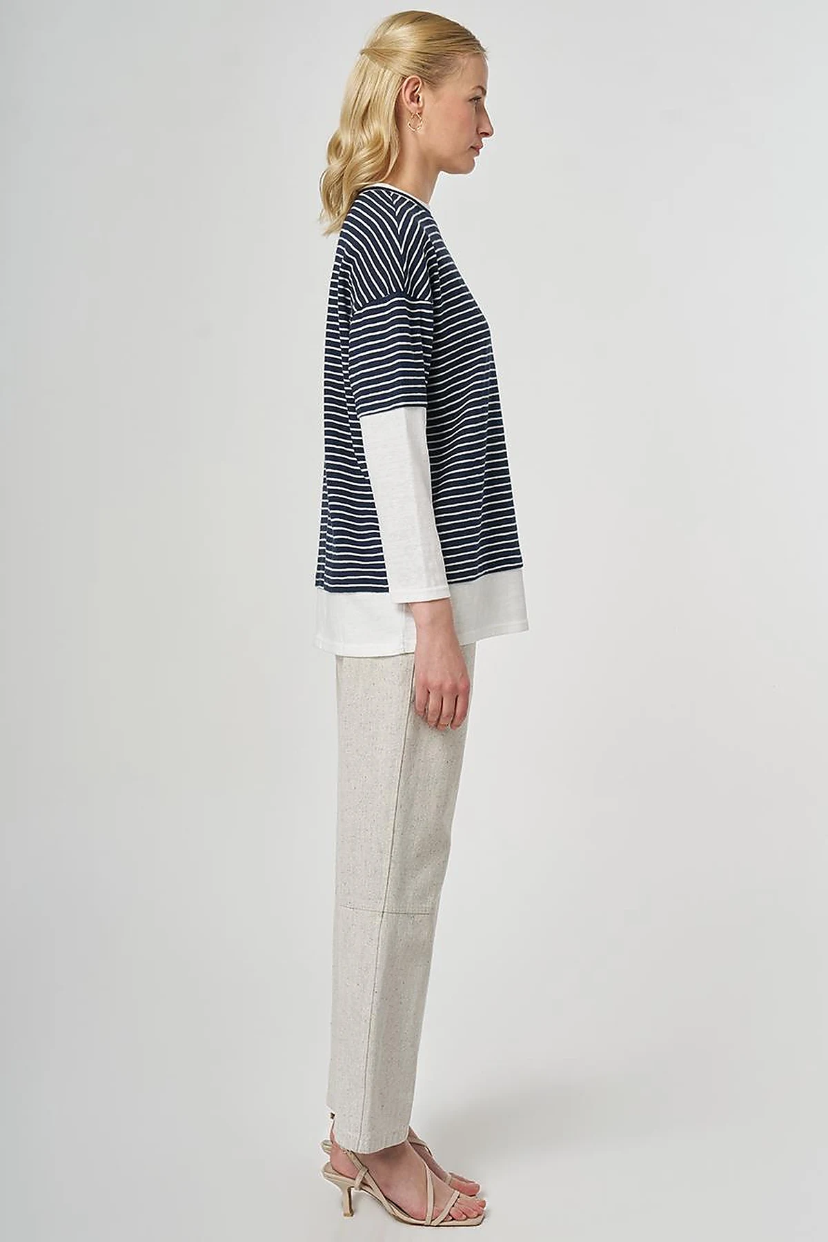 Striped Cotton Sweatshirt Dark Navy