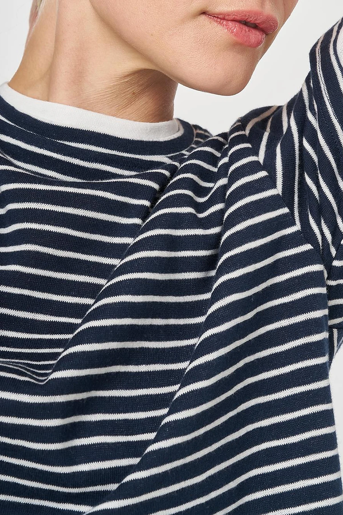 Striped Cotton Sweatshirt Dark Navy