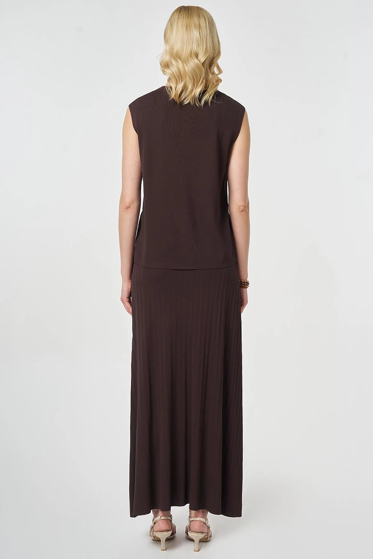 Knitted Skirt Set Dark Brown