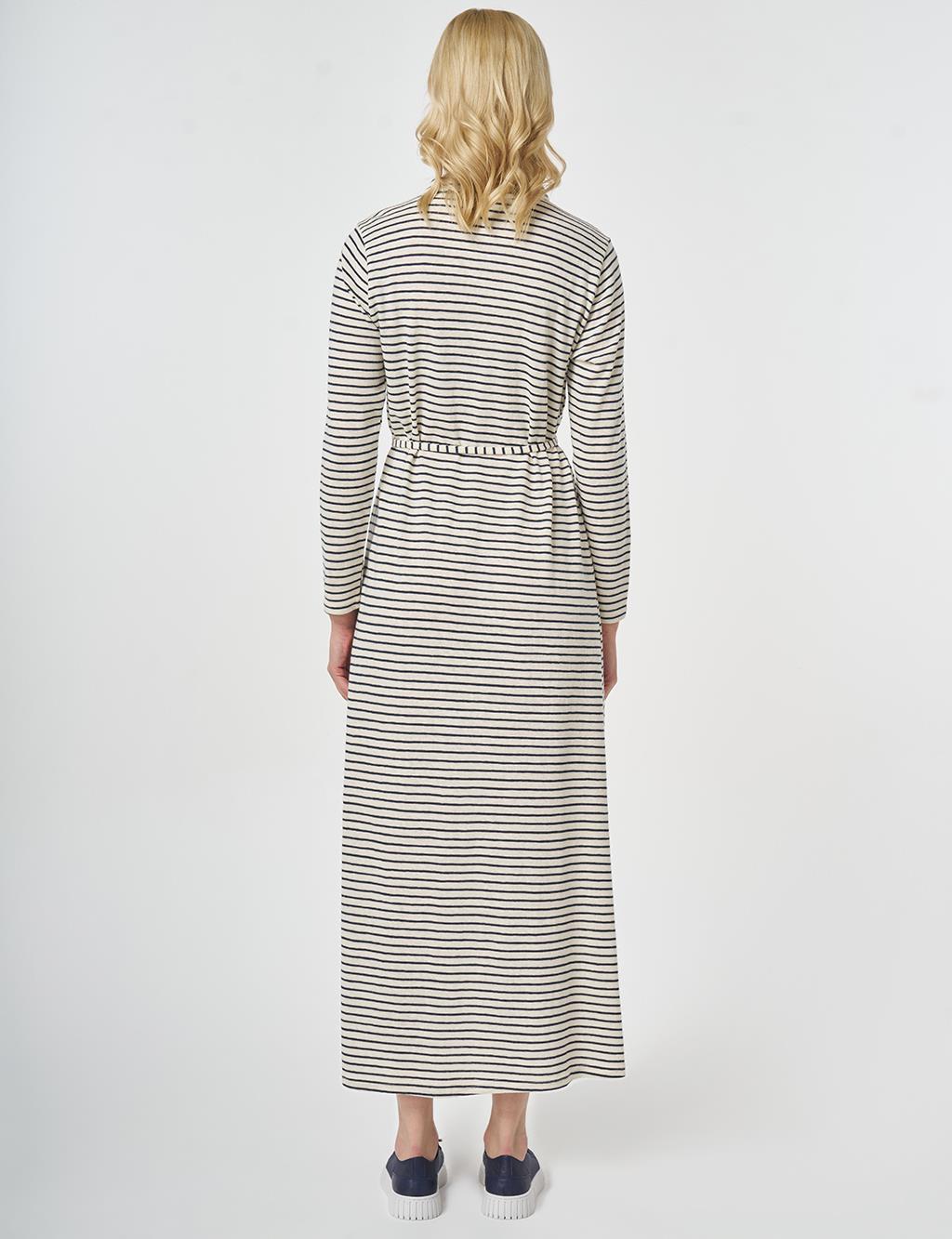 Striped Knit Dress Navy