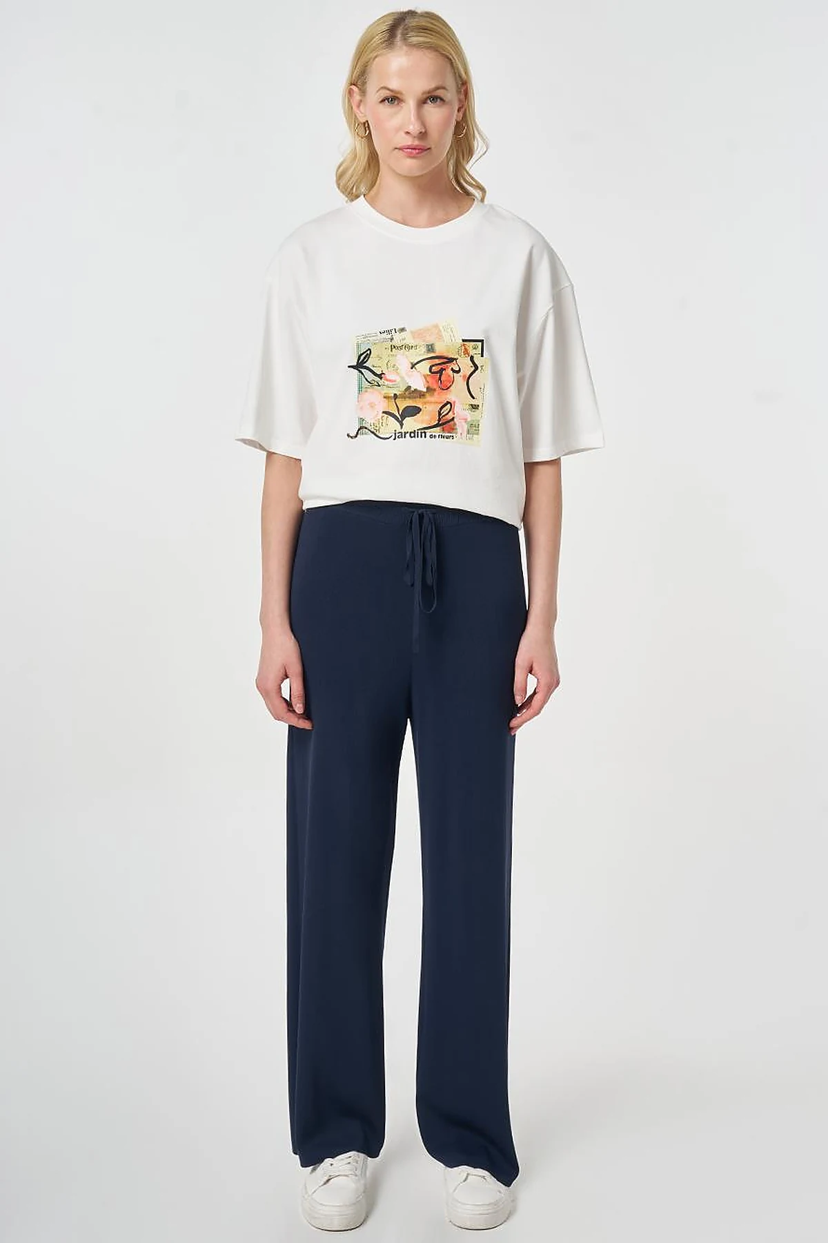 Relaxed Fit Knitted Trousers Dark Navy