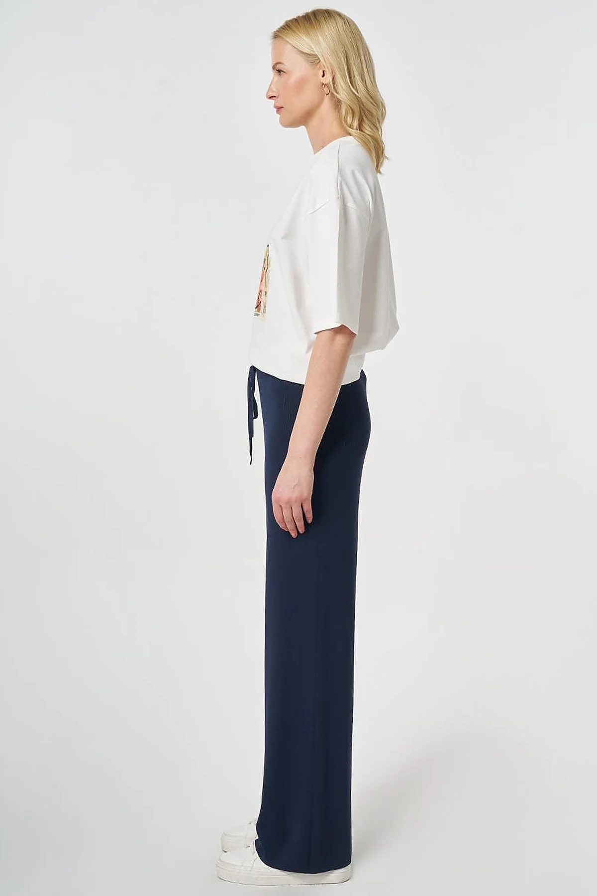Relaxed Fit Knitted Trousers Dark Navy