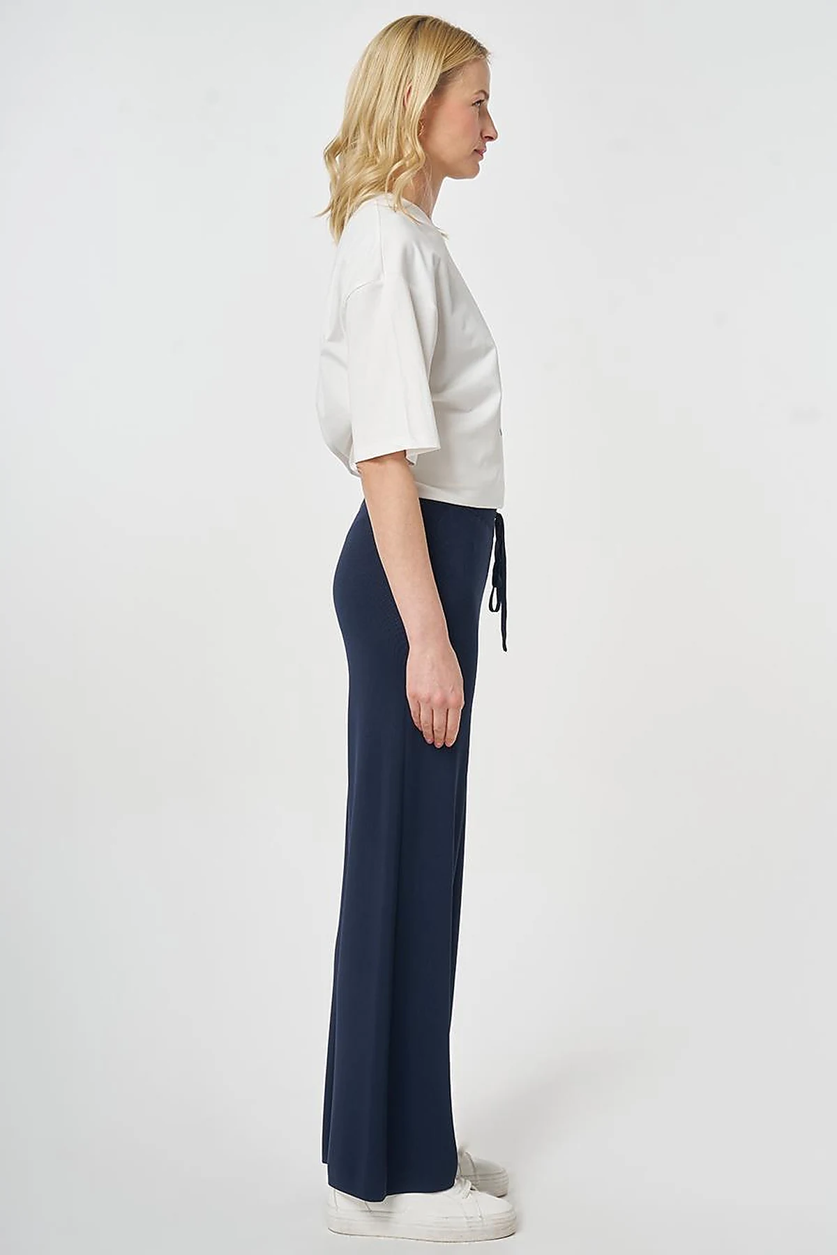 Relaxed Fit Knitted Trousers Dark Navy