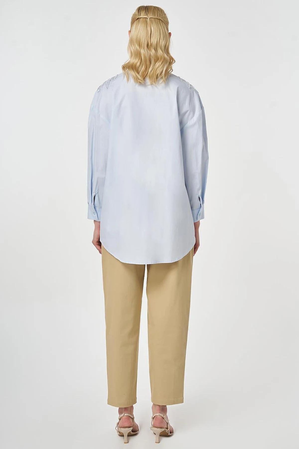 100% Cotton Sequin and Pearl Embellished Tunic Blue