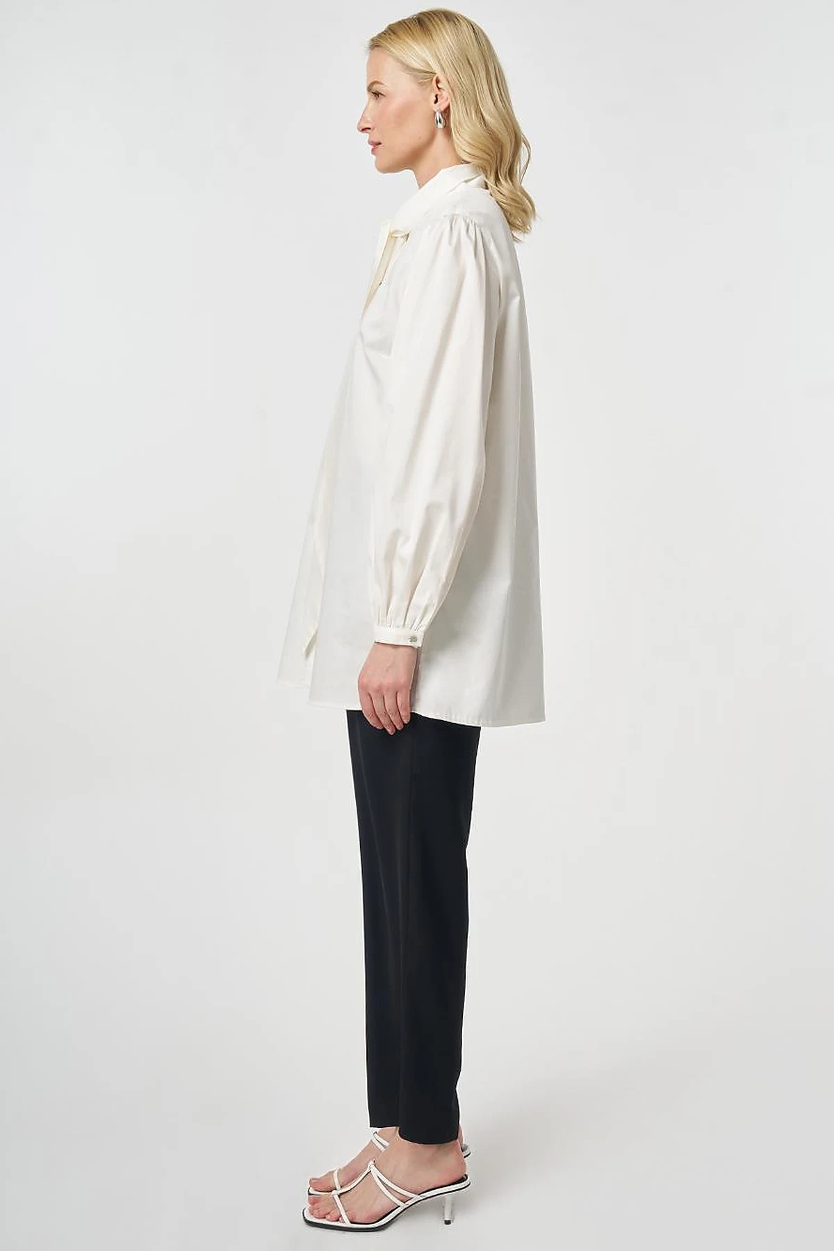 100% Cotton Shawl Collar Tunic Ecru