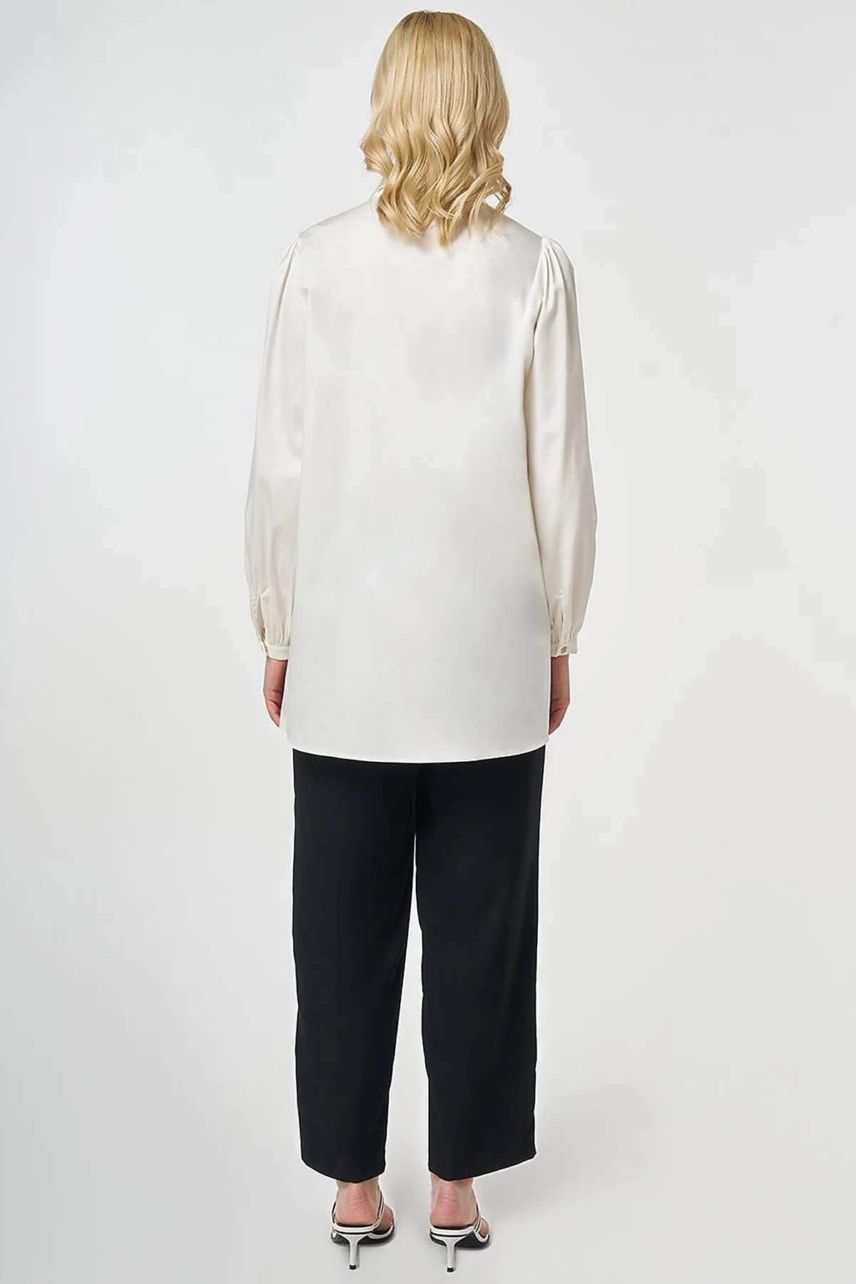 100% Cotton Shawl Collar Tunic Ecru
