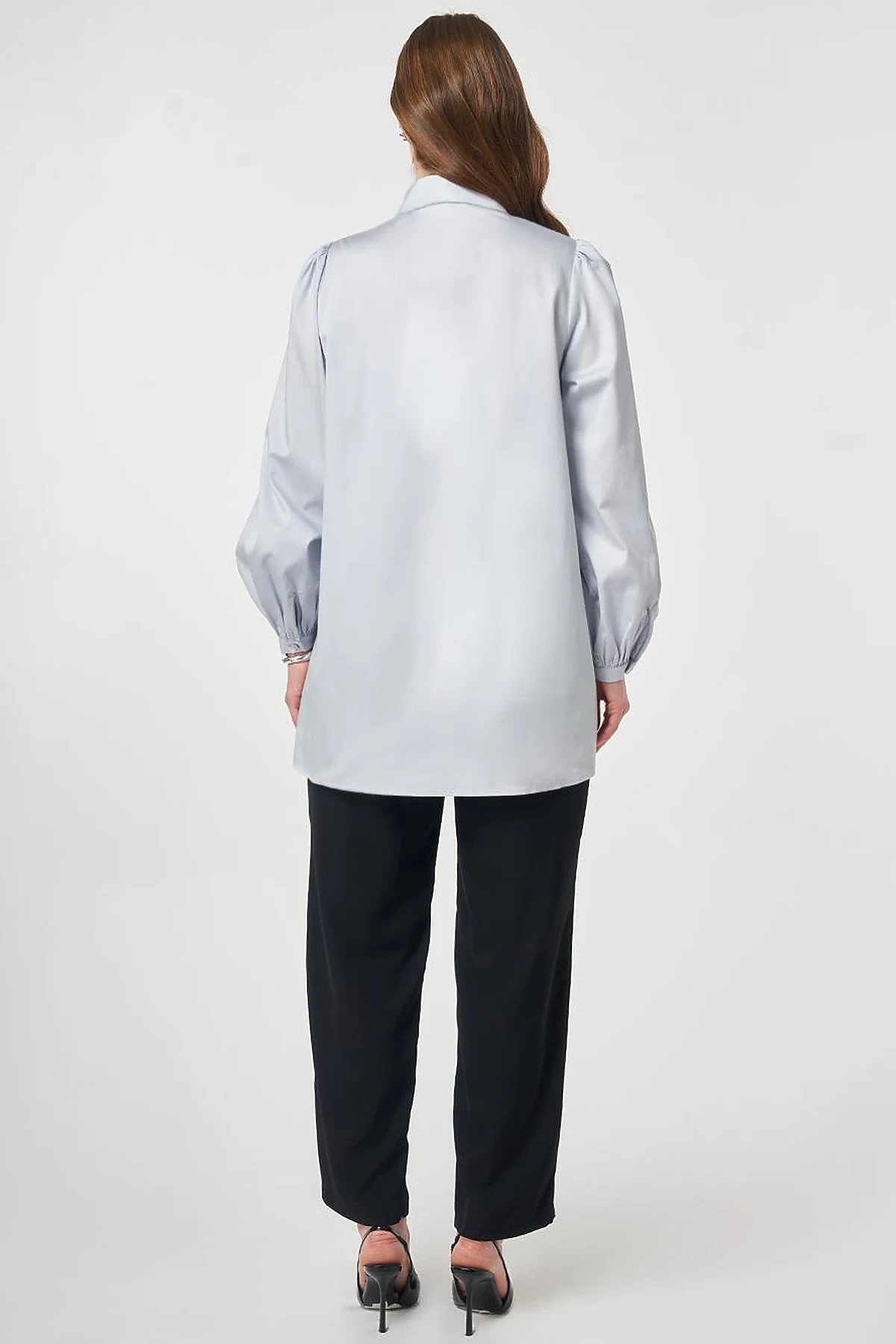 100% Cotton Shawl Collar Tunic Blue