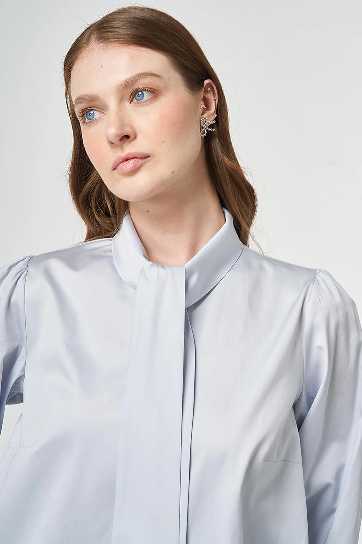 100% Cotton Shawl Collar Tunic Blue