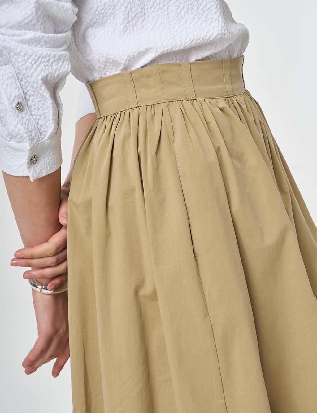 High-Waisted A-Line, Beige