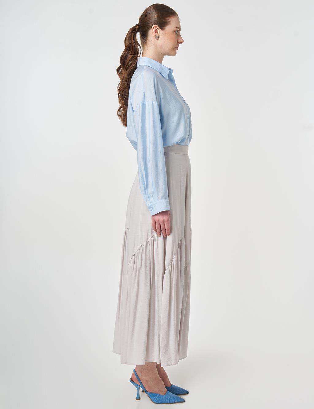 Asimetrik Kesim Modal Etek Açık Gri