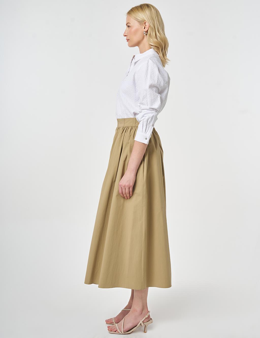 High-Waisted A-Line, Beige