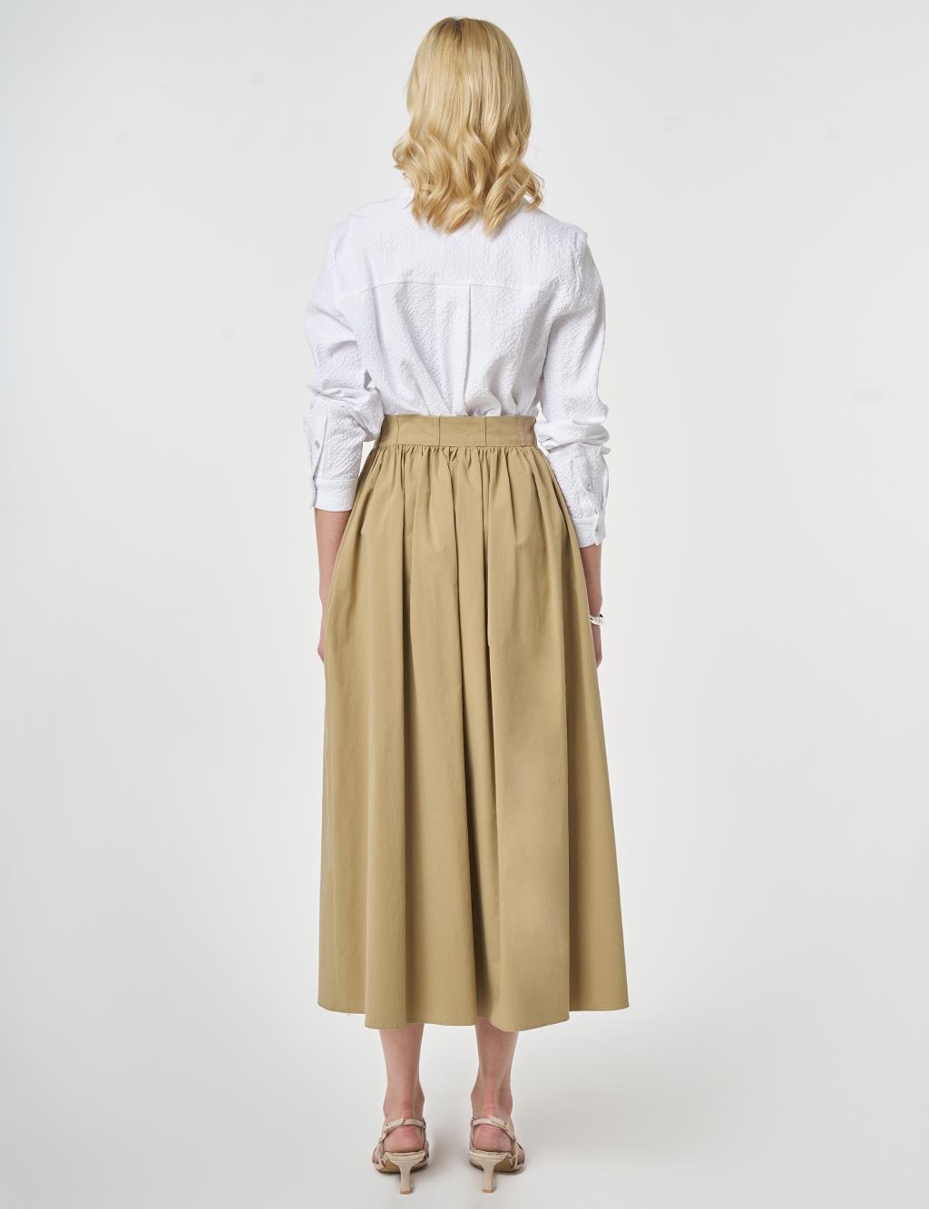High-Waisted A-Line, Beige