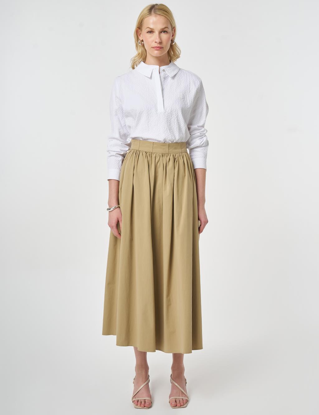 High-Waisted A-Line, Beige