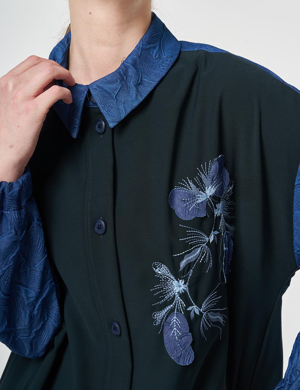 Embroidered Appliqué Jacket Dark Navy