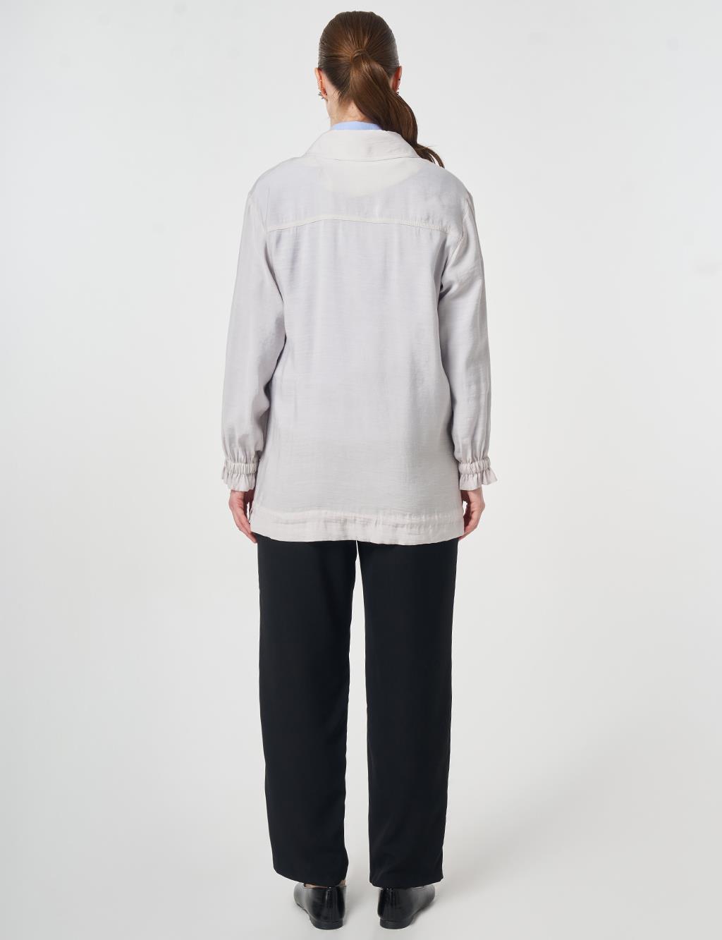 Polo Yaka Modal Ceket Açık Gri